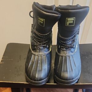Fila Men's Black and Green Snow Boots